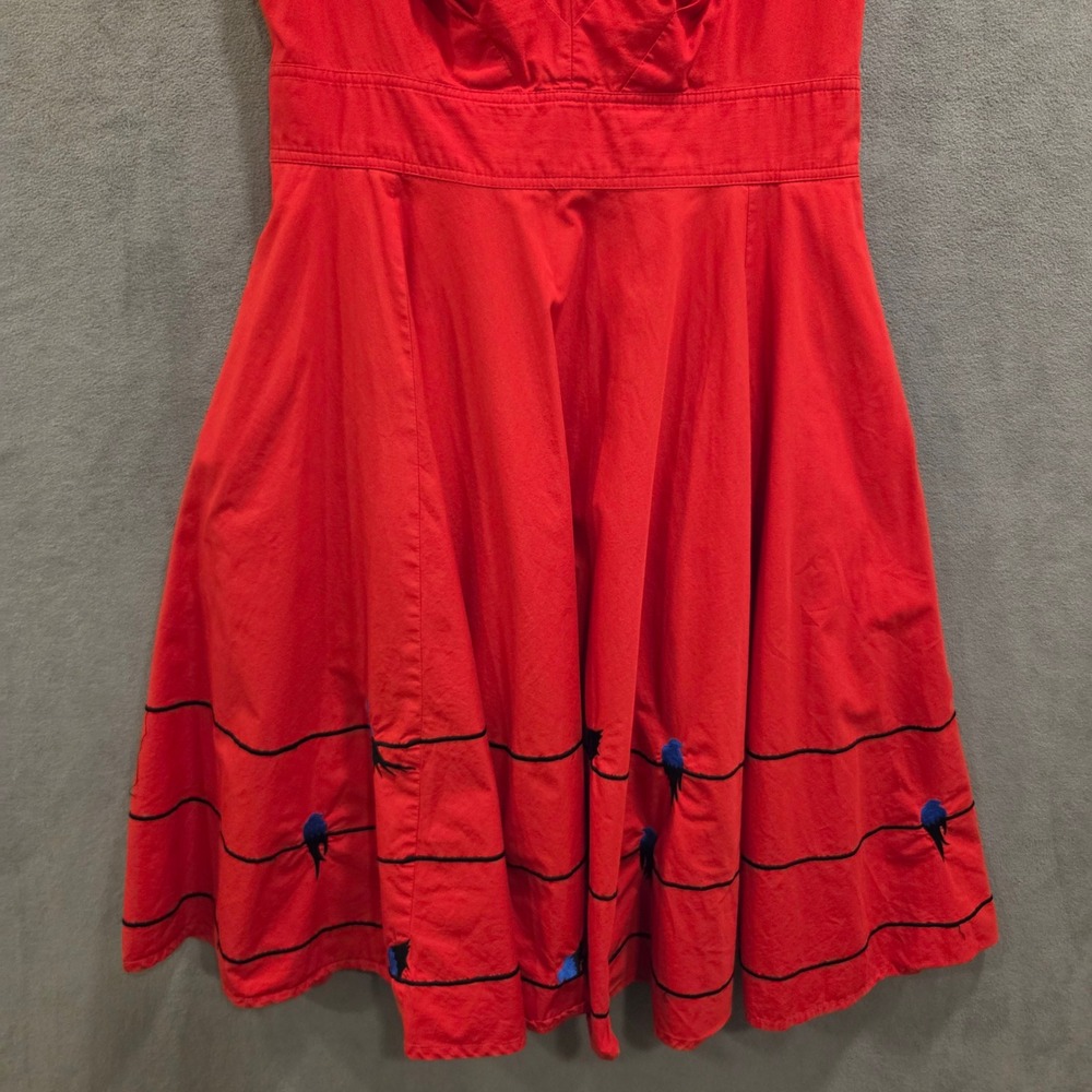 eShakti Embroidered Midi Dress Women's Size 1X 16W Bird Rockabilly Pockets - Picture 4 of 16